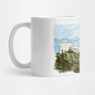 Montecassino Abbey in the Italian Mountains Watercolour Painting Mug